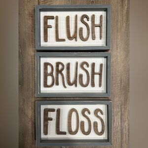 Set of Three Bathroom Wall Signs